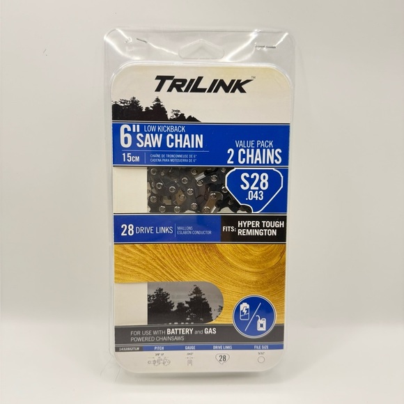 Trilink Low Kickback Saw Chains Premium 2Pack for Gas & Battery Chainsaws - Picture 1 of 4